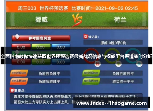 全面指南教你快速获取世界杯预选赛最新战况信息与权威平台渠道实时分析